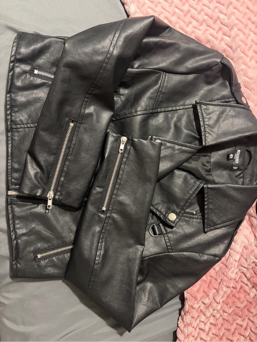 Missguided Black Faux Leather Biker Jacket Petite